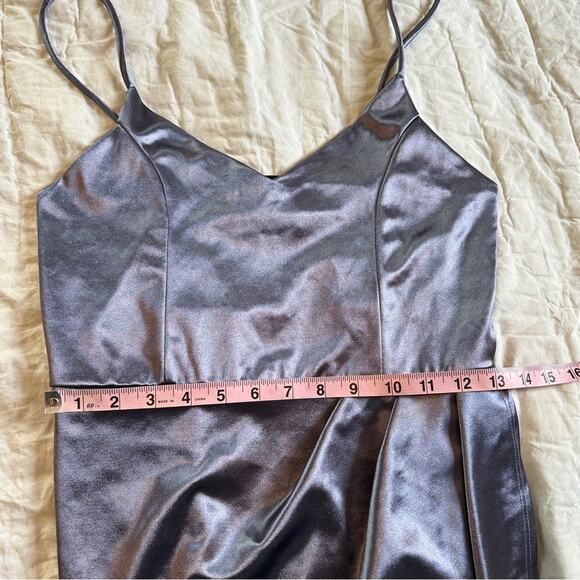 Lulus Forever Your Girl Slate Blue Satin Bodycon Dress NEW - Picture 10 of 11